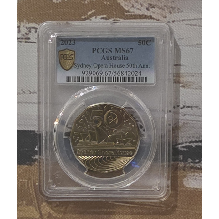 2023 - PCGSMS67 Sydney Opera House 50th Ann. 50c Coin