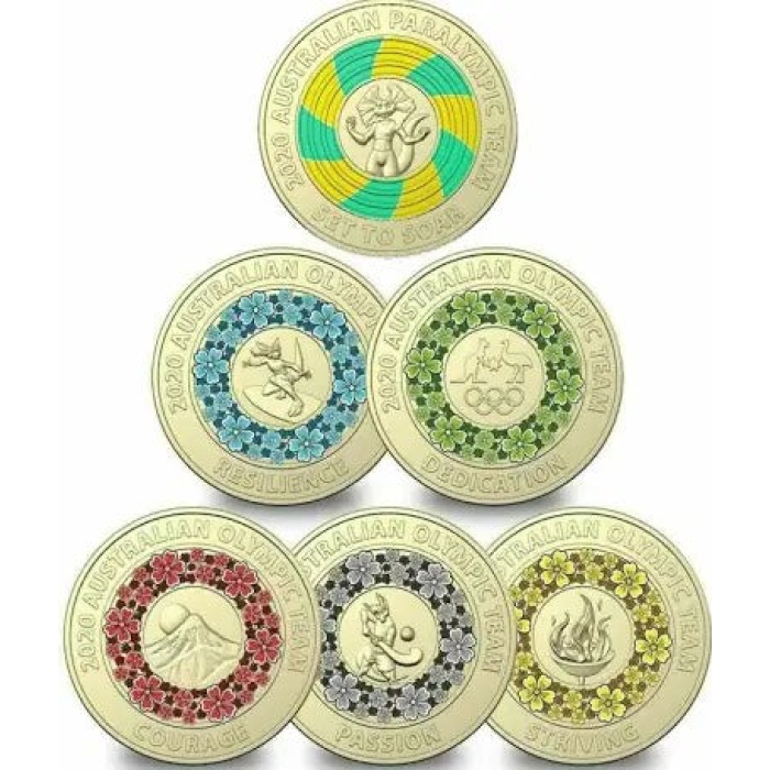 6x UNC Tokyo Olympics $2 Coins - In Lighthouse Capsules (Full Set)