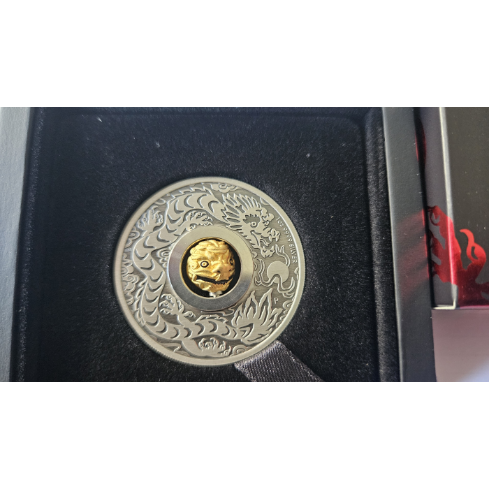  2024 Rotating Dragon 1oz Silver Antiqued Coin - Mintage: 3,000