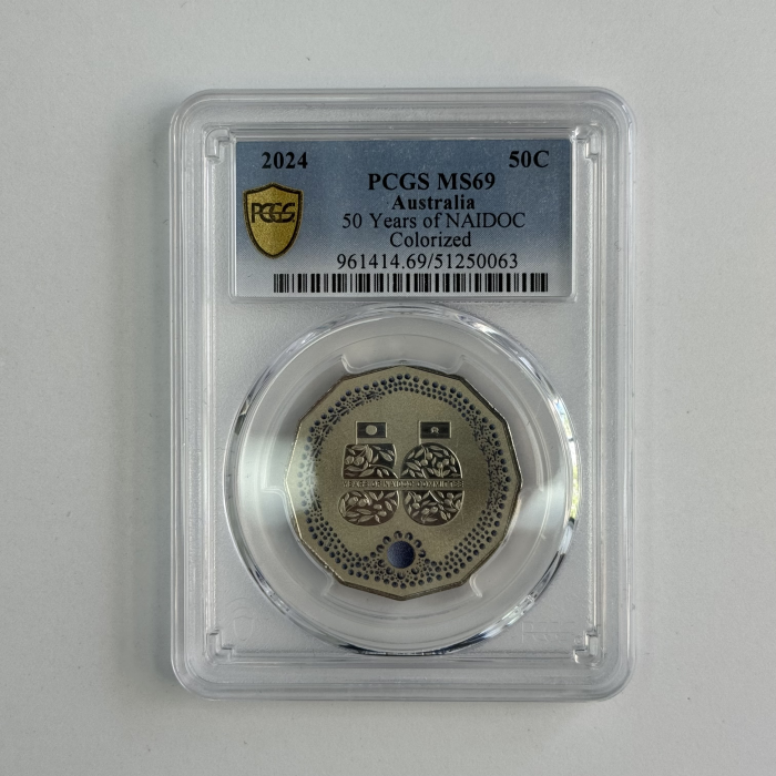 PCGS MS69 2024 Australia 50 Years of NAIDOC Coloured 50c Coin