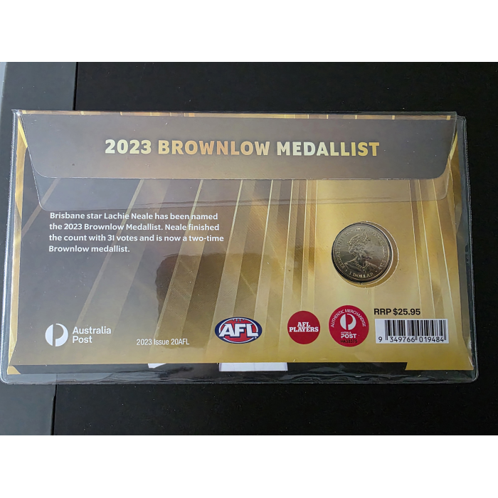 2023 BROWNLOW MEDALLIST Lachie Neale - Brisbane Lions $1 PNC (2023 Issue 20AFL)