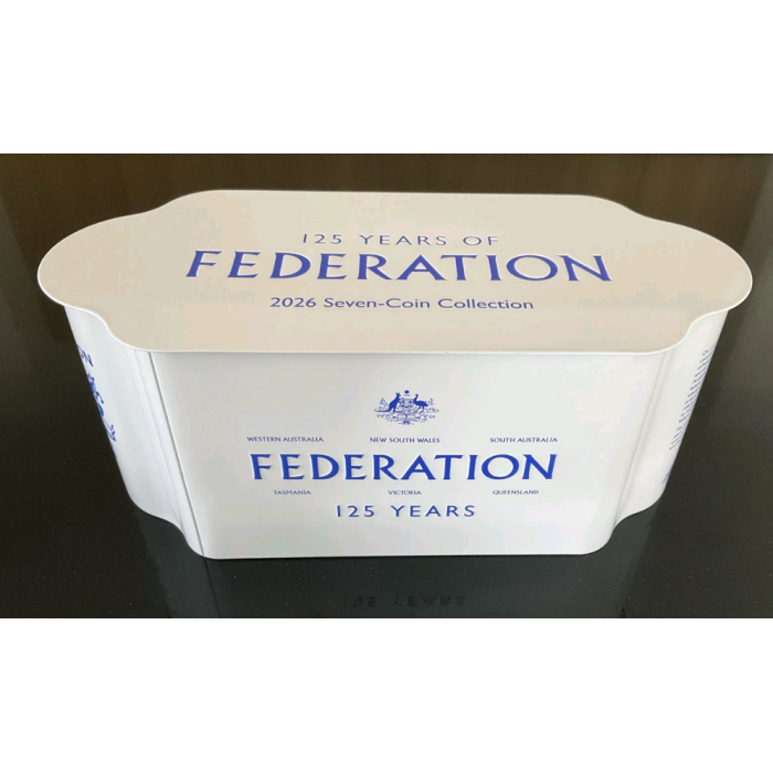Australia 125 Years of Federation 2026 25c & $1 Uncirculated 7-Coin Set In Tin