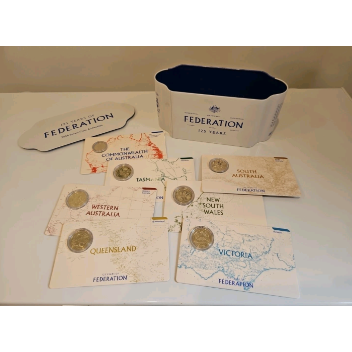 Australia 125 Years of Federation 2026 25c & $1 Uncirculated 7-Coin Set In Tin