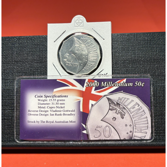 2000 50c MILLENIUM  Uncirculated with Collectable Flip