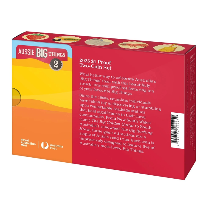Aussie Big Things 2 Proof Coins 2025 Box Set Australia $1 One Dollar Strawberry
