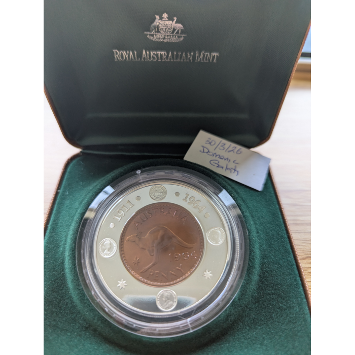 2004 56 GRAM SILVER PROOF {99.9%} AUSTRALIA 40TH ANNIVERSARY OF LAST PENNY