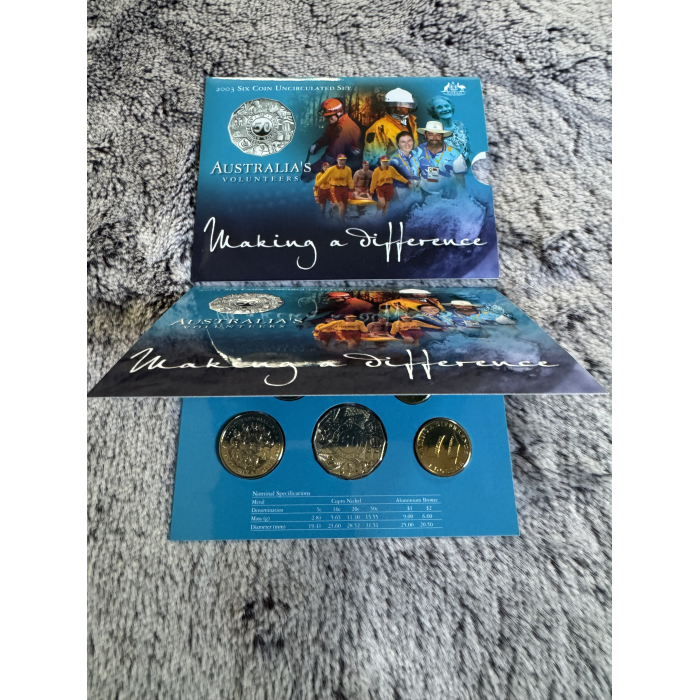 2003 RAM Australian Volunteers Uncirculated 6 coin Mint year set 