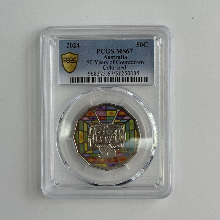 PCGS MS67 2024 50c Countdown 50th Anniversary Coloured Coin