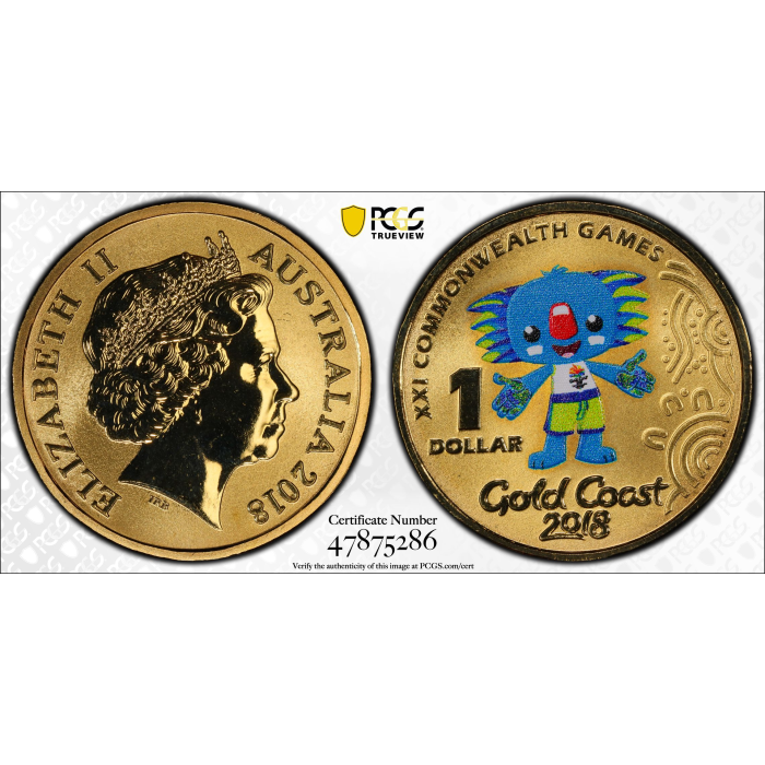 2018 Borobi Commonwealth Games $1 coin - PCGS MS69 + Trueview