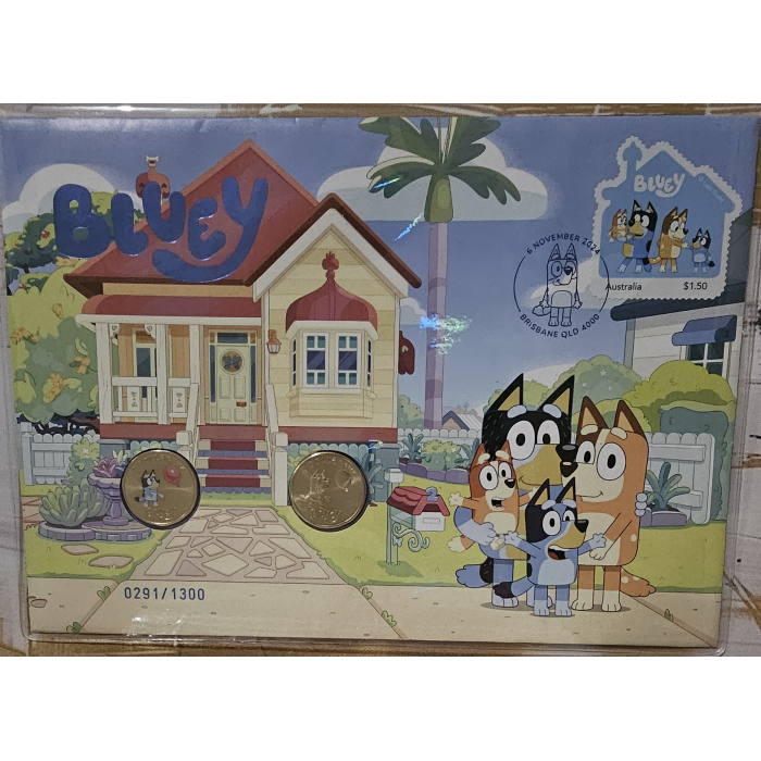 Royal Australian Mint 2024 Bluey Limited Edition Coloured 2 Coin $1 PNC