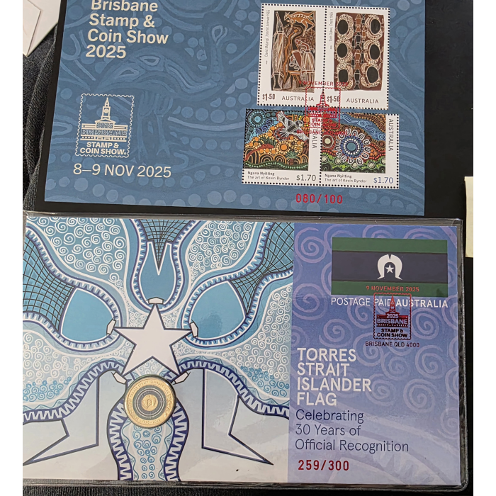 2025 Torres Strait Islander Flag $1 PNC- Stamp Sheet Brisbane Stamp & Coin Show 
