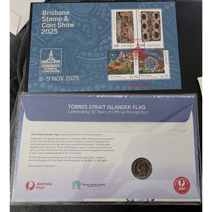 2025 Torres Strait Islander Flag $1 PNC- Stamp Sheet Brisbane Stamp & Coin Show 