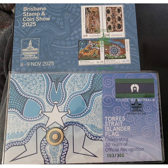 2025 Torres Strait Islander Flag $1 PNC- Stamp Sheet Brisbane Stamp & Coin Show 