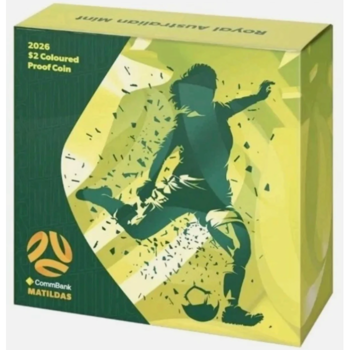 AUS 2026 $2 Matildas Coloured Proof Coin LIMITED MINTAGE OF 7,500