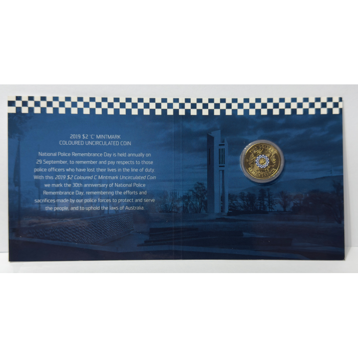 2019 $2 Police Remembrance Day C-Mintmark - Carded Coloured $2 Coin