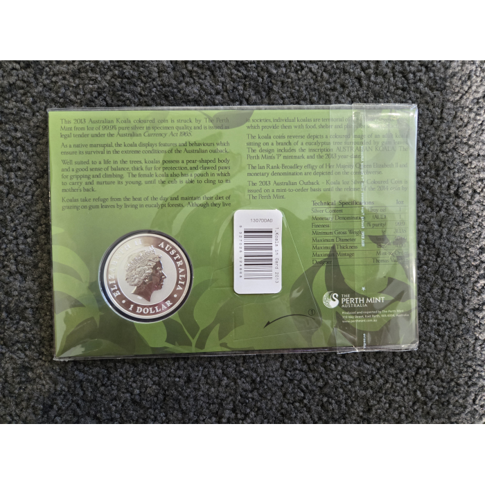 2013 Koala Coloured 1oz Silver coin