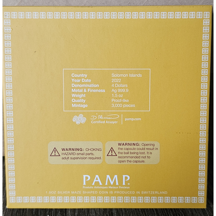 2022 PAMP Incan House of the Sun 1.5oz fine silver maze coin 