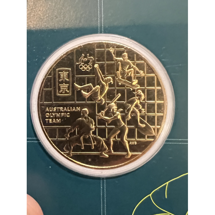 2020 Olympics Gold Plated 50c coin on card