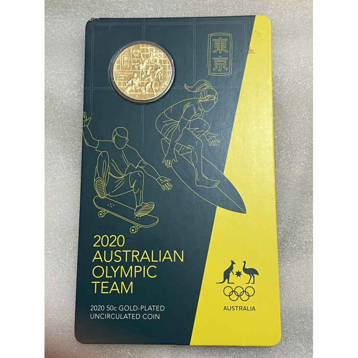 2020 Olympics Gold Plated 50c coin on card
