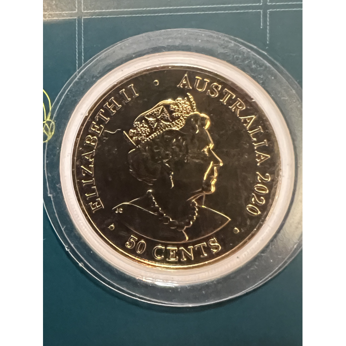 2020 Olympics Gold Plated 50c coin on card