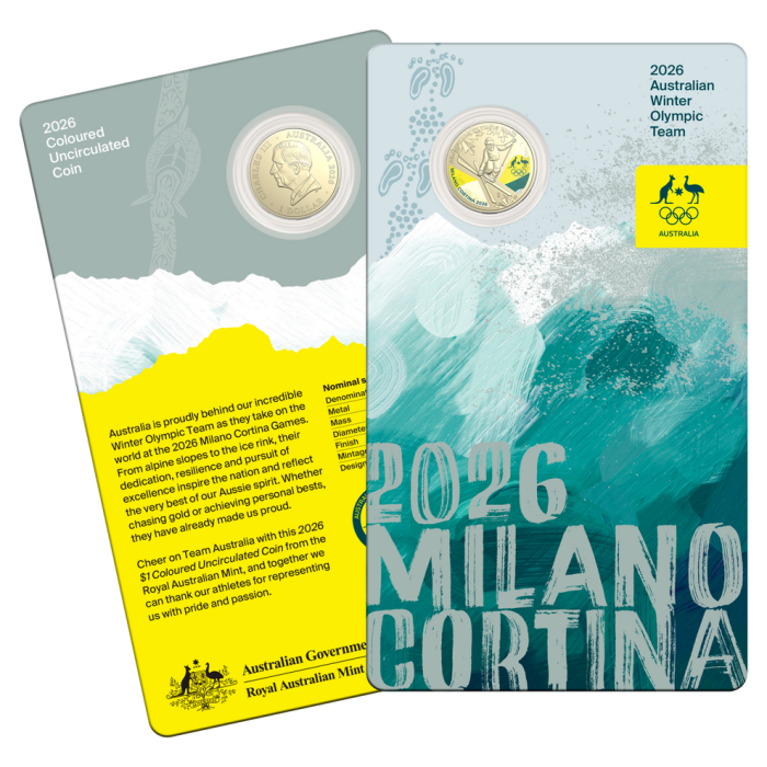 2026 $1 Winter Olympic Team Coloured Carded Coin