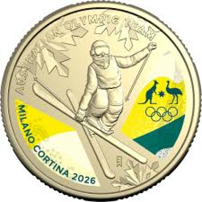 2026 $1 Winter Olympic Team Coloured Carded Coin