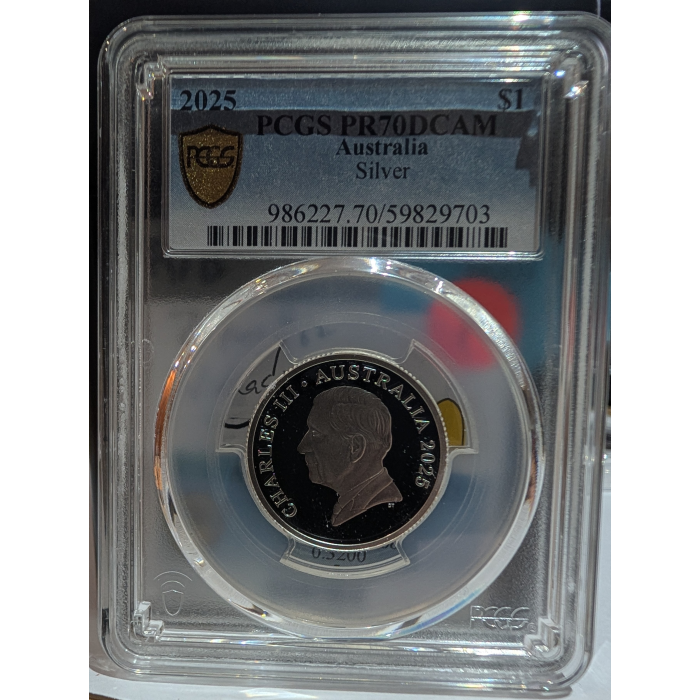 2025 HM KCIII $1 Silver Proof Coin PCGS PR70DCAM Mob of Roo's Top Pop #009
