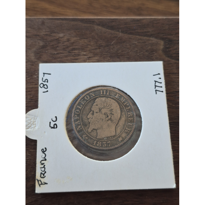 1857 K 5 CENT FRANCE 