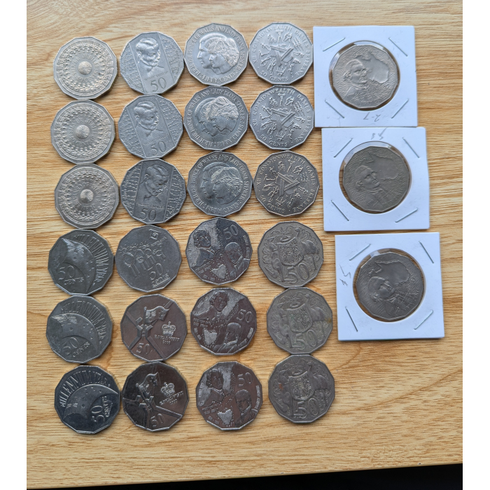 9 x 50 cent coins