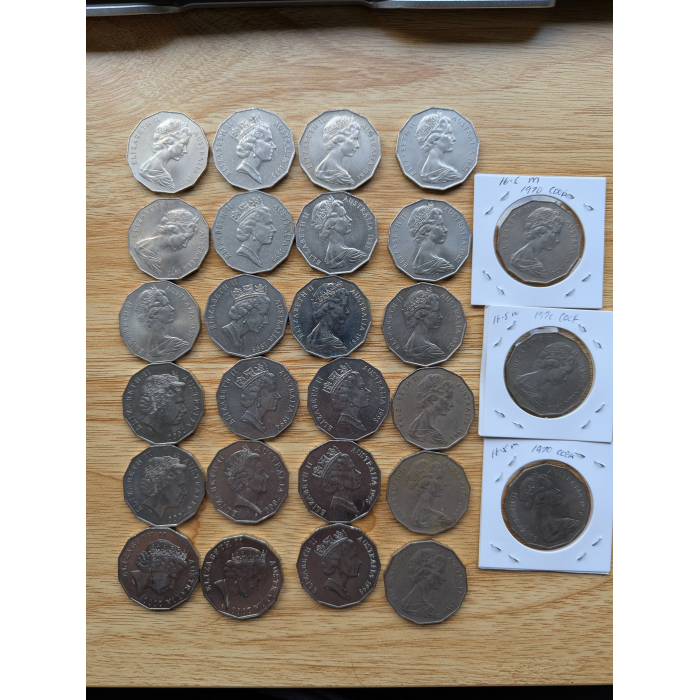 9 x 50 cent coins