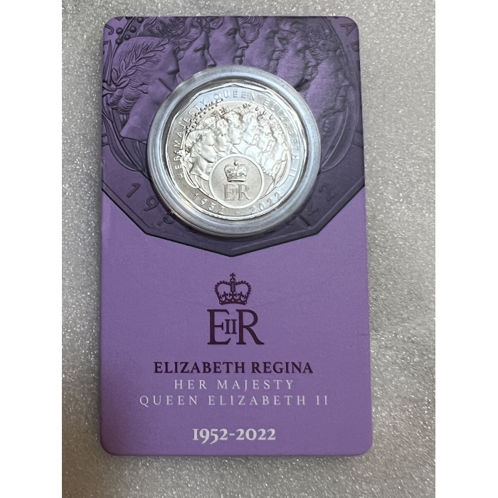 Regina Elizabeth 50c 2023 on card memorial of Queen 1952-2022
