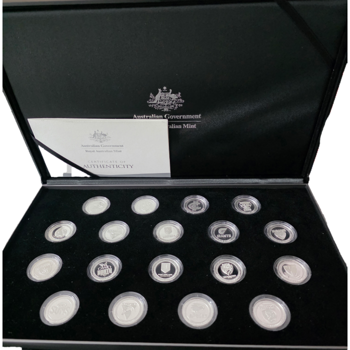 AUSTRALIAN FOOTBALL LEAGUE AFL 2023 $1 Fine Silver Proof Eighteen Coin Set 