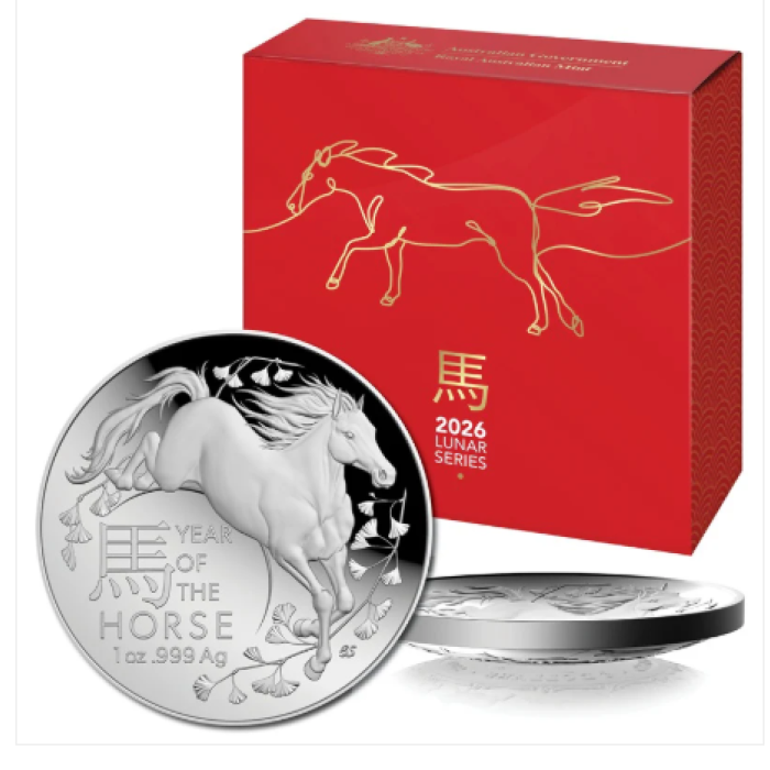 Lunar Series – Year of the Horse  2026 - $5 1 oz Fine Silver Proof Domed Coin