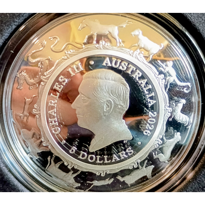 Lunar Series – Year of the Horse  2026 - $5 1 oz Fine Silver Proof Domed Coin