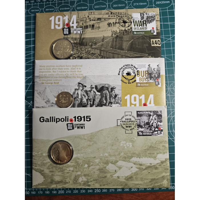 3 x war pncs, remembrance gallipoli ww1