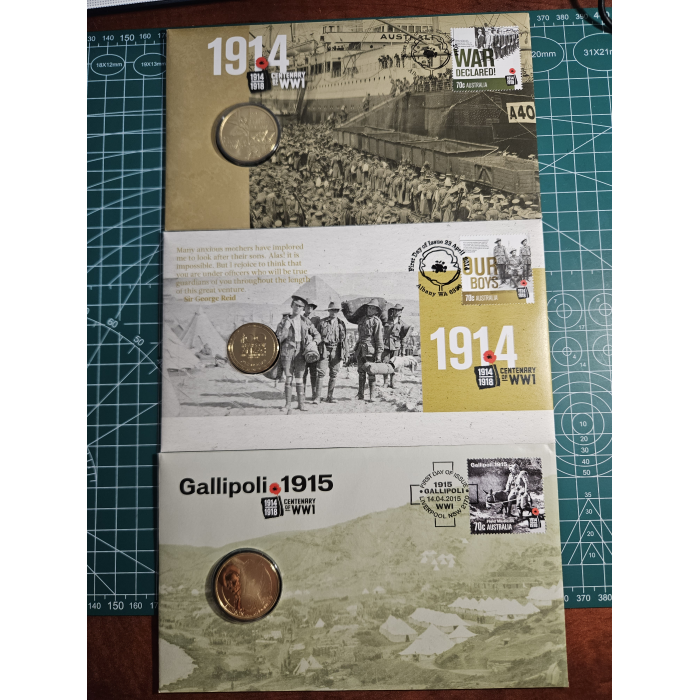 3 x war pncs, remembrance gallipoli ww1