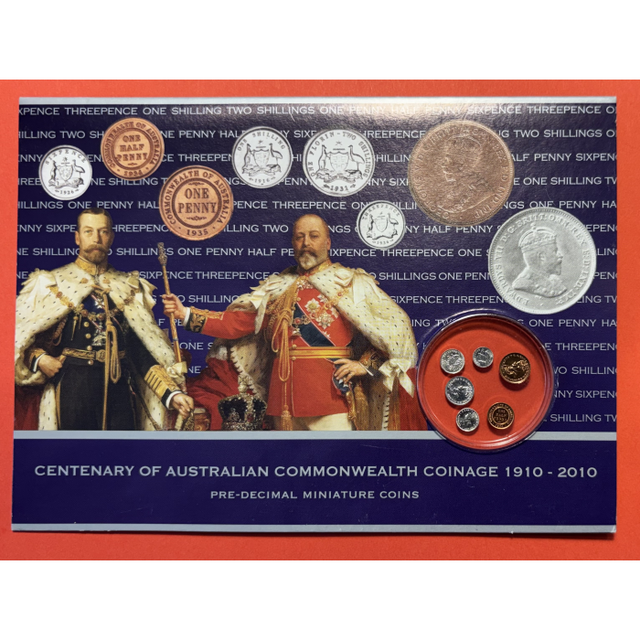 1910-2010 CENTENARY of AUSTRALIAN COMMONWEALTH COINAGE - PRE DECIMAL MINIATURES