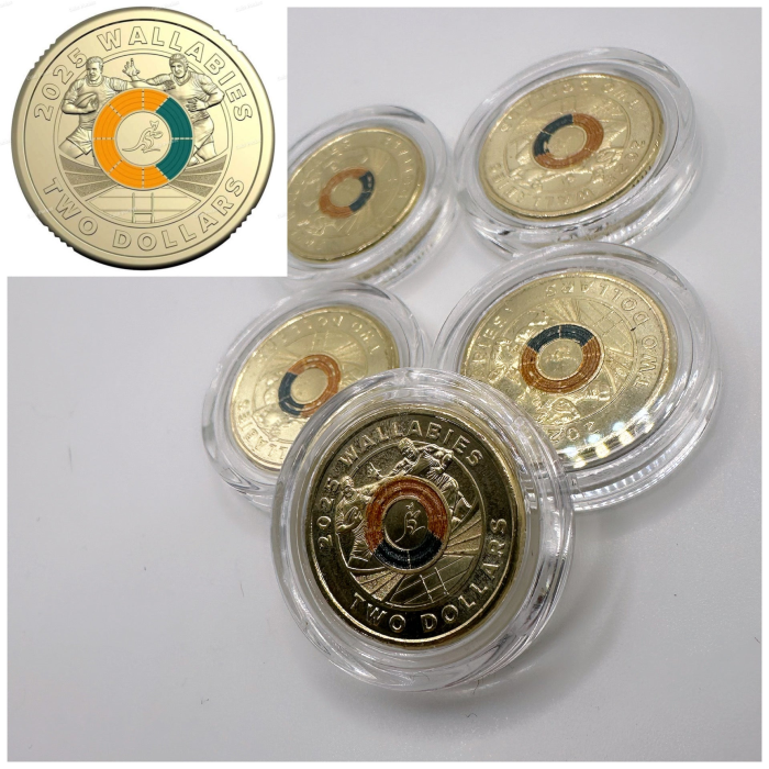 1x UNC Wallabies & Wallaroos $2 Coin Bundle - In Lighthouse Capsules