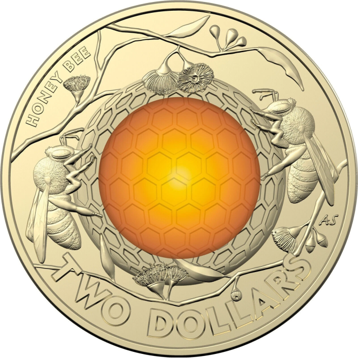 Honey Bee 2022 Two Dollar $2 Coloured Coin Rare Queen Honeybee Australia UNC