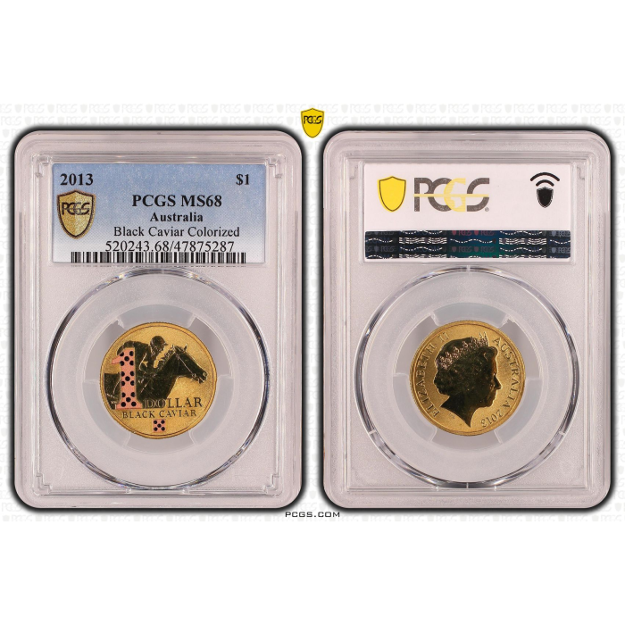2013 Australia $1 Coin Black Caviar Colorized PCGS MS68
