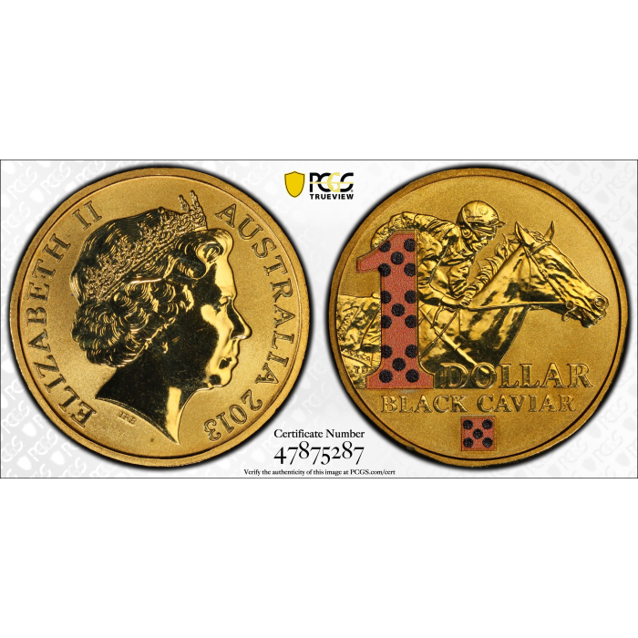 2013 Australia $1 Coin Black Caviar Colorized PCGS MS68