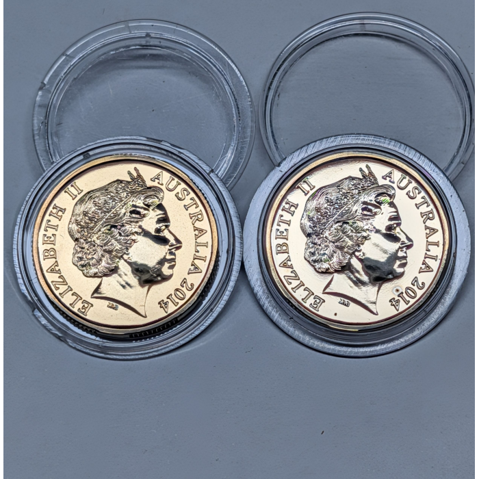 2014 $1 Mob of Roos Coloured CuNi/AlBr Coins in UNC Condition