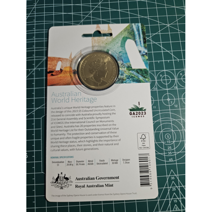 World heritage carded $5 coin