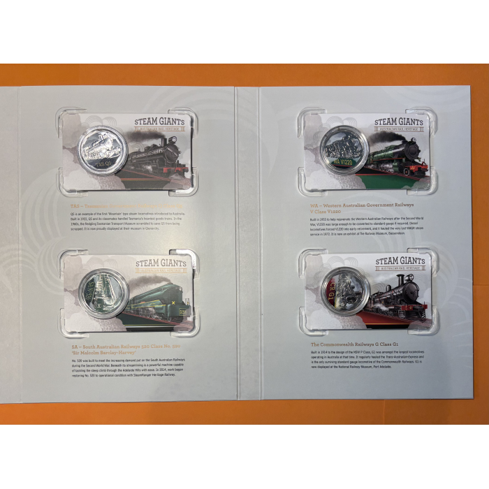 2025 Steam Giants Folder with 7 x UNC Coloured 50c Coins