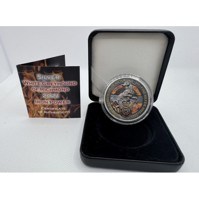 Great Britain 5 Pounds 2021 Silver 2 Oz "Queen's Beast's Greyhound" Iron Power