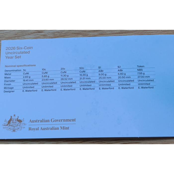 2026 Six-Coin Uncirculated Year Set AUSSIE BUBS