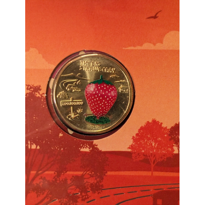 2025 $1 Aussie Big Things 2 Big Strawberry Limited Edition Coloured Coin PNC