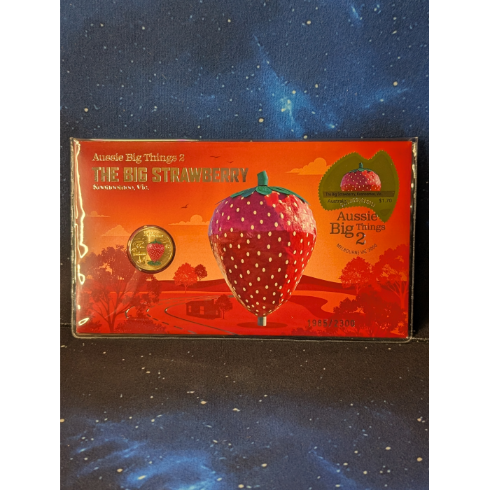2025 $1 Aussie Big Things 2 Big Strawberry Limited Edition Coloured Coin PNC