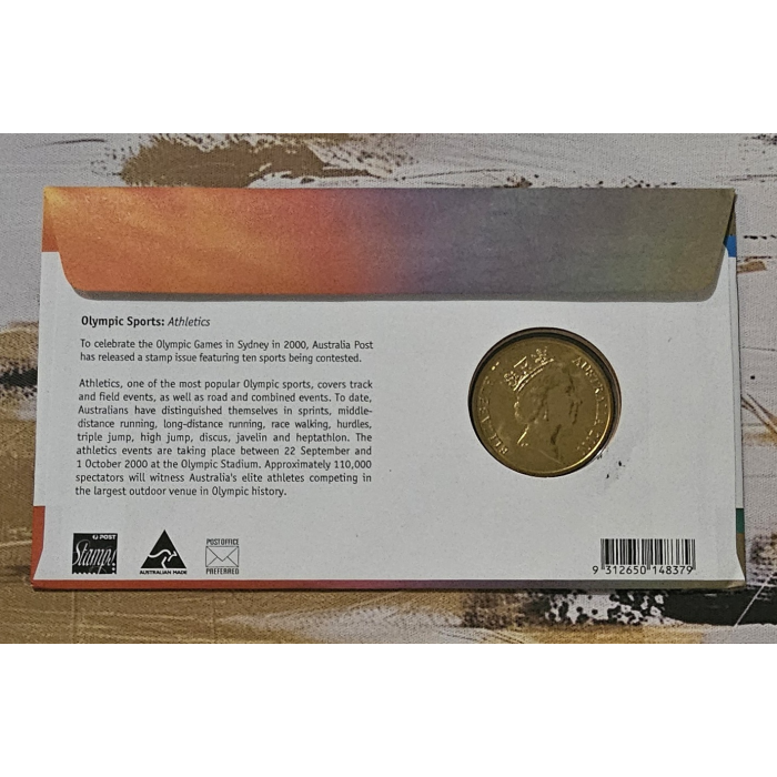 Australia 2000 Olympic Sports Athletics $5 UNC Coin & Stamp First Day Cover PNC