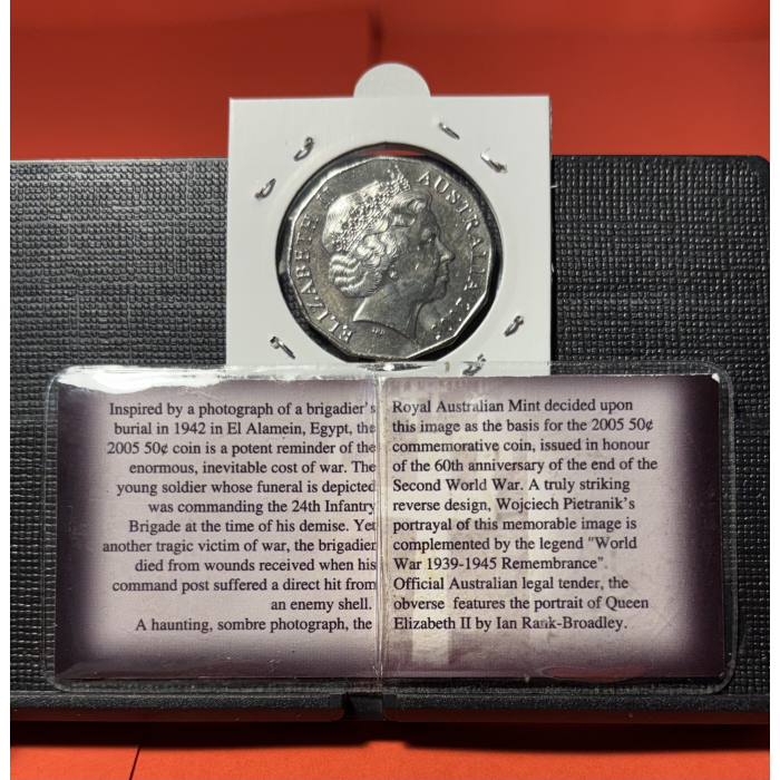 2005 50c END WWII Uncirculated with Collectable Sherwood Flip